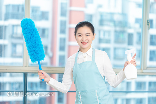 家政保潔手拿撣子形象 專業(yè)家政服務(wù)的標志